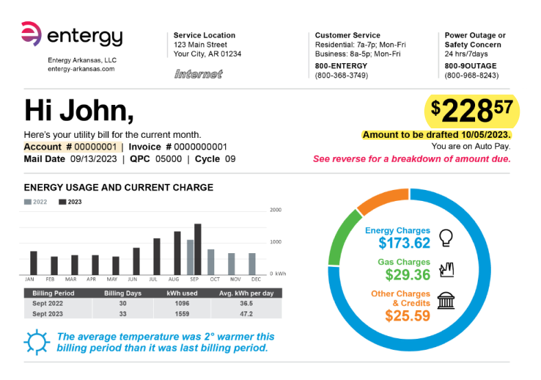 Delayed bills from Entergy Entergy